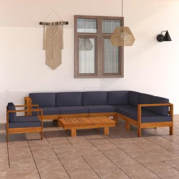8-Piece Garden Lounge Set with Dark Grey Cushions Acacia Wood