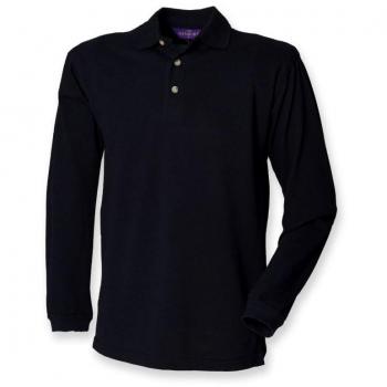 Henbury Long Sleeve Classic Pique Polo Shirt : Color - Navy : Size - XXL