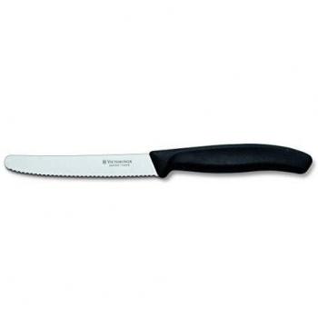 Victorinox 6.7333 - Cuchillo de mesa con filo ondulado y punta redonda, color negro, 1 unidad