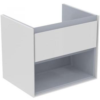 Mueble de baño Ideal Standard Air 600 mm, 1 cajón, blanco brillante y gris claro mate