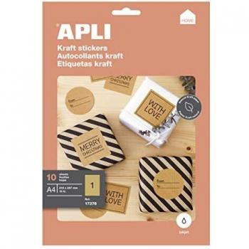 APLI 17376 - Etiquetas Kraft permanentes 210,0 x 297,0 mm 10 hojas
