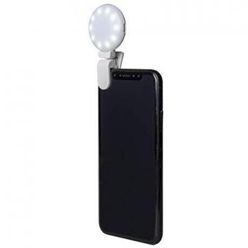 Celly Anillo de Luz Selfie con clip para Smartphones, Clicklight universal recargable USB 3 tonos, Blanco L