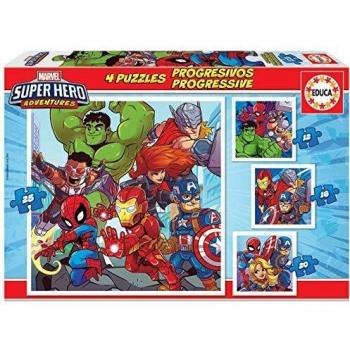 Educa - Marvel Super Heroe Adventures Conjunto de Puzzles Progresivos, Multicolor