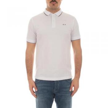 Men's Cotton Polo Shirt with Piping - White, Size S
