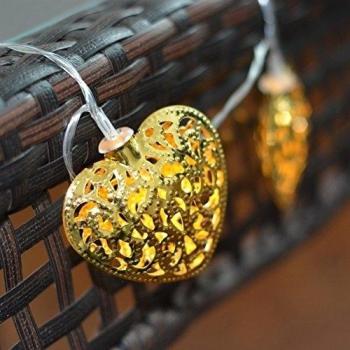 Gresonic 10-Guirnalda de luces LED, funciona con pilas, diseño de estrellas doradas para decoración