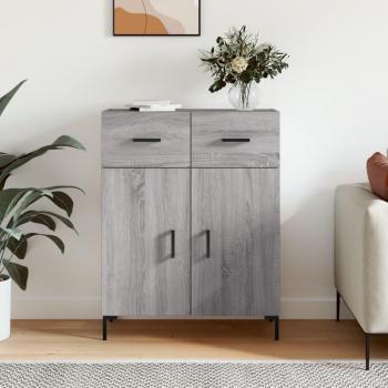 Aparador de madera de ingeniería 69,5x34x90 cm con puertas y cajón, mueble de almacenaje moderno para salón en color gris Sonoma