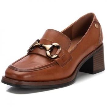 Mocasines de Piel para Mujer Carmela con Tacón Bajo Marrón Talla 40 - Estilo Casual y Clásico