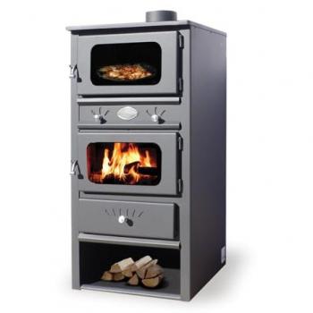 Estufa de Leña Amalfi con Horno de 8 Kw - Compacta para Interior - Hierro Fundido - Volumen Calefactable 140m3