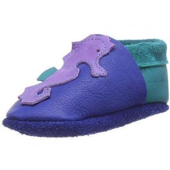 Pololo POLOLO Seepferdchen Bobby - pantuflas de cuero Niños^Niñas, color azul, talla 26/27
