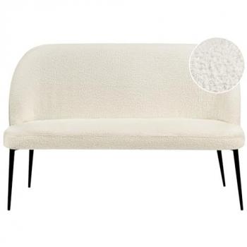 Sofá de cocina 2 plazas tapizado en bouclé beige con patas de metal negras Osby