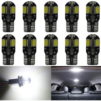 Paquete de 10 unidades 194 blanco Canbus Libre De Errores LED luz 12 V, 400lum 6000 K amazenar coche interior y exterior T10 8-SMD 5730 Chips de repuesto para W5 W 168 2825 Map- dome- courtesy- placa de licencia luz de marcador lateral