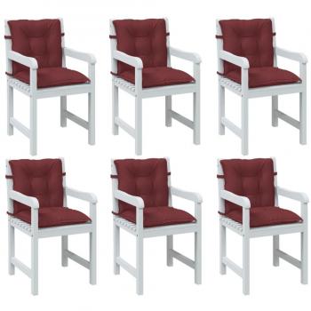 Cojines de silla de respaldo bajo 6 piezas vino tinto tela Mélange