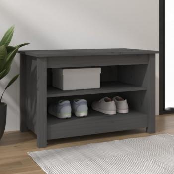 Zapatero gris de madera maciza de pino 70x38x45,5 cm