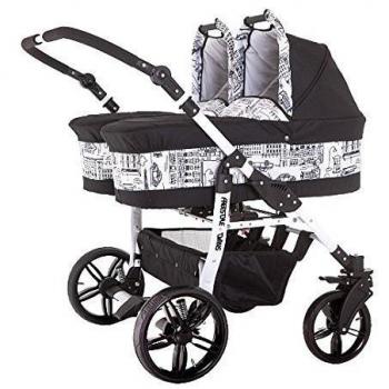 Carro gemelar. Capazos+sillas+accesorios. Chasis Blanco! Urban Style