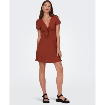 Only - Vestido corto con escote en pico y detalle anudado