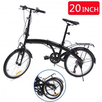 Ridgeyard 20 pulgadas bicicleta plegables plegable de 6 velocidades con soporte trasero LED Battery Light
