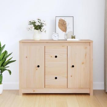 Aparador de madera maciza de pino 100x35x74 cm, Mueble de Almacenaje de Salón, Armarios con Puertas, Cajón de Madera, Buffet para salón Moderno, Armario Auxiliar
