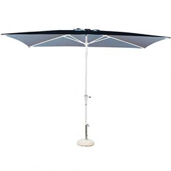Sombrilla de jardín 2x3 con polea, tela de poliéster gris y mástil antiviento blanco mod. Poly Eco