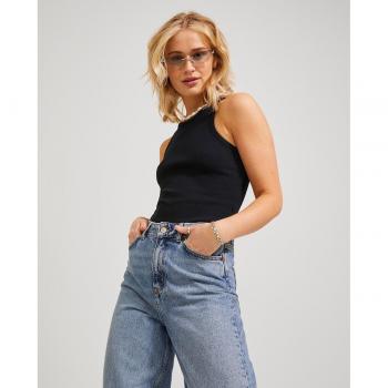 Top de Algodón Elástico con Cuello Halter para Mujer
