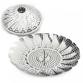 LOVE STUDIO,Steamer Retractable Vapor plegable Acero inoxidable plegable Steaming marco Telescópico jaula multifuncional cocina herramientas son adecuados para todo tipo de utensilios de cocina