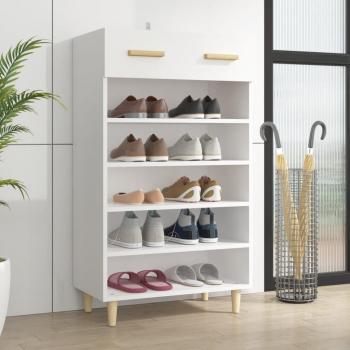 Zapatero blanco de madera multicapa 60x35x105 cm
