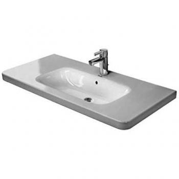 Lavamanos Duravit DuraStyle 100cm con rebosadero, banco para grifo y color blanco con Wondergliss
