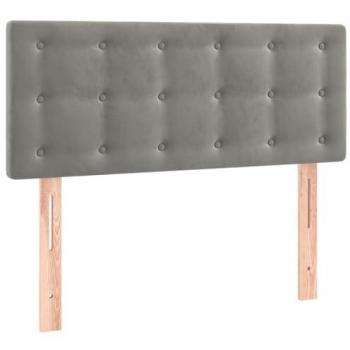 Cabecero con LED de terciopelo gris claro 90x5x78/88 cm