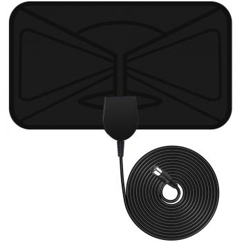 Antena Interior de TV, Antena TDT HDTV Portatil Amplificador VicTsing, Obtenga canales TV gratis, Mayor Rango de Recepción 40KM, Fácil de usar y instalar, 3M Cables de Alto Rendimiento-Negro