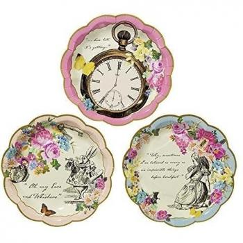 Talking Tables Truly Alice Dainty Party Plates, Pack of 12, Multi-Colour