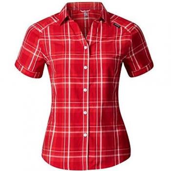 Odlo Blous S/S anmore Blusa, Primavera/Verano, Mujer, Color Bittersweet - Chinese Red - White - Check, tamaño M