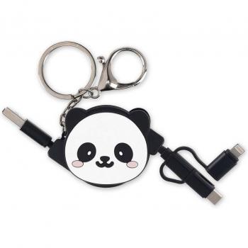 Cargador Retráctil 3 en 1 Panda - Micro USB, Lightning y Type-C