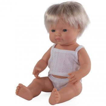 Muñeco Miniland Baby Pop Niño Europeo 38 cm con Fragancia a Vainilla y Cabello Rubio