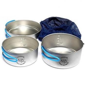 Juego de Ollas y Sartenes Camping ALB Titan Basic - Antiadherente, Ligero y Resistente