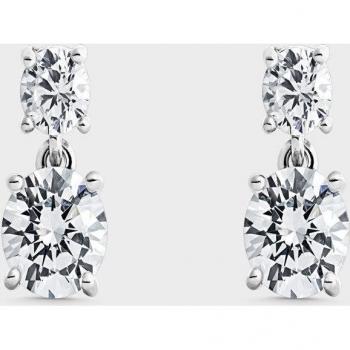 Pendientes de plata con baño de rodio y 2 circonitas blancas engastadas en 4 garras - Itemporality SEA-101-349-UU
