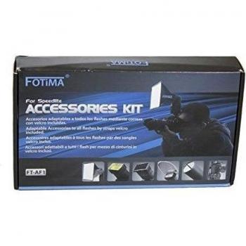 Fotima Speedlite FT-AF1 - Juego de 5 Accesorios para Flashes Speedlite con Soporte y Paraguas, Multicolor