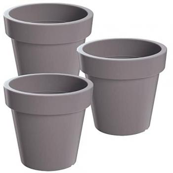 3x Maceta de plástico WELLHOME Lofly gris 19,6 x 19,6 x 18,1 cm