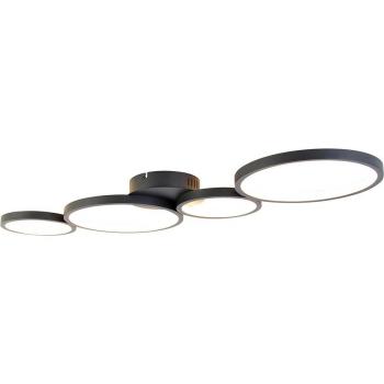 Lámpara de techo negra con LED de 3 pasos regulable de 4 luces - Lupolo Aluminio/Acero/Plástico Alargada Incluye LED Max. 4 x 40 Watt