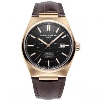 Reloj Mujer Frederique Constant FC-303B4NH4, automático, caja de acero inoxidable, diámetro de 36 mm, cristal de zafiro, esfera plateada con índices en oro rosa, correa de piel negra