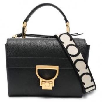 Coccinelle Arlettis Black Leather Handbag with Flap Closure - One Size