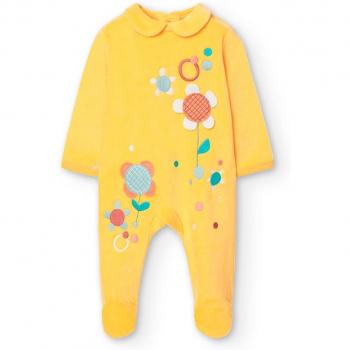 Pelele de bebé niña de terciopelo con estampado floral Boboli