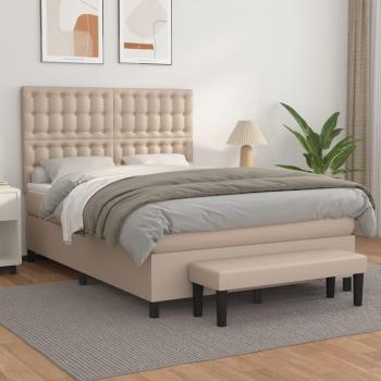 Estructura de cama blanda con colchón Cappuccino 140x200cm Cuero sintético