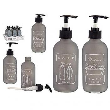 Dispensador de Jabón Negro Gris 250 ml Vidrio Polipropileno (6,5 x 16 x 6,5 cm)