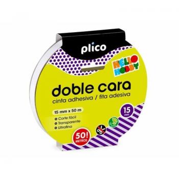 Cinta adhesiva doble cara Plico 15x50 - Paquete de 8 unidades