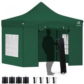 Carpa Plegable Gazebo 3x3m Impermeable con 4 Paredes, Cenador Verde para Jardín y Eventos