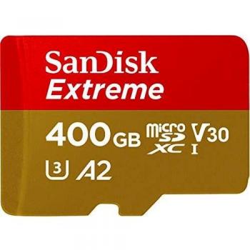 SanDisk Extreme - Tarjeta de memoria microSDXC de 400 GB con adaptador SD, A2, hasta 160 MB/s, Class 10, U3 y V30