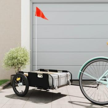 Remolque de carga para bicicleta de hierro y tela Oxford negro