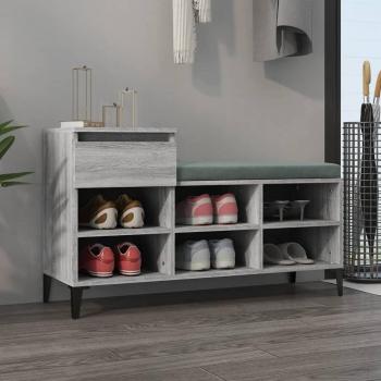 Mueble zapatero de madera contrachapada gris Sonoma 102x36x60 cm
