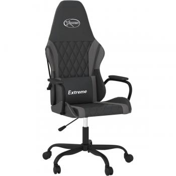 vidaXL Silla gaming de masaje cuero sintético negro y gris