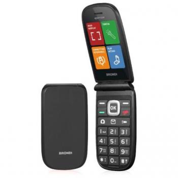 Teléfono Celular Brondi Raptor Dual Sim 2.8 Negro Metal con Tasti Rápidos y Flip Activo