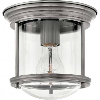 Plafón Hadrian Níquel Antiguo Cristal Transparente 19,6 Cm